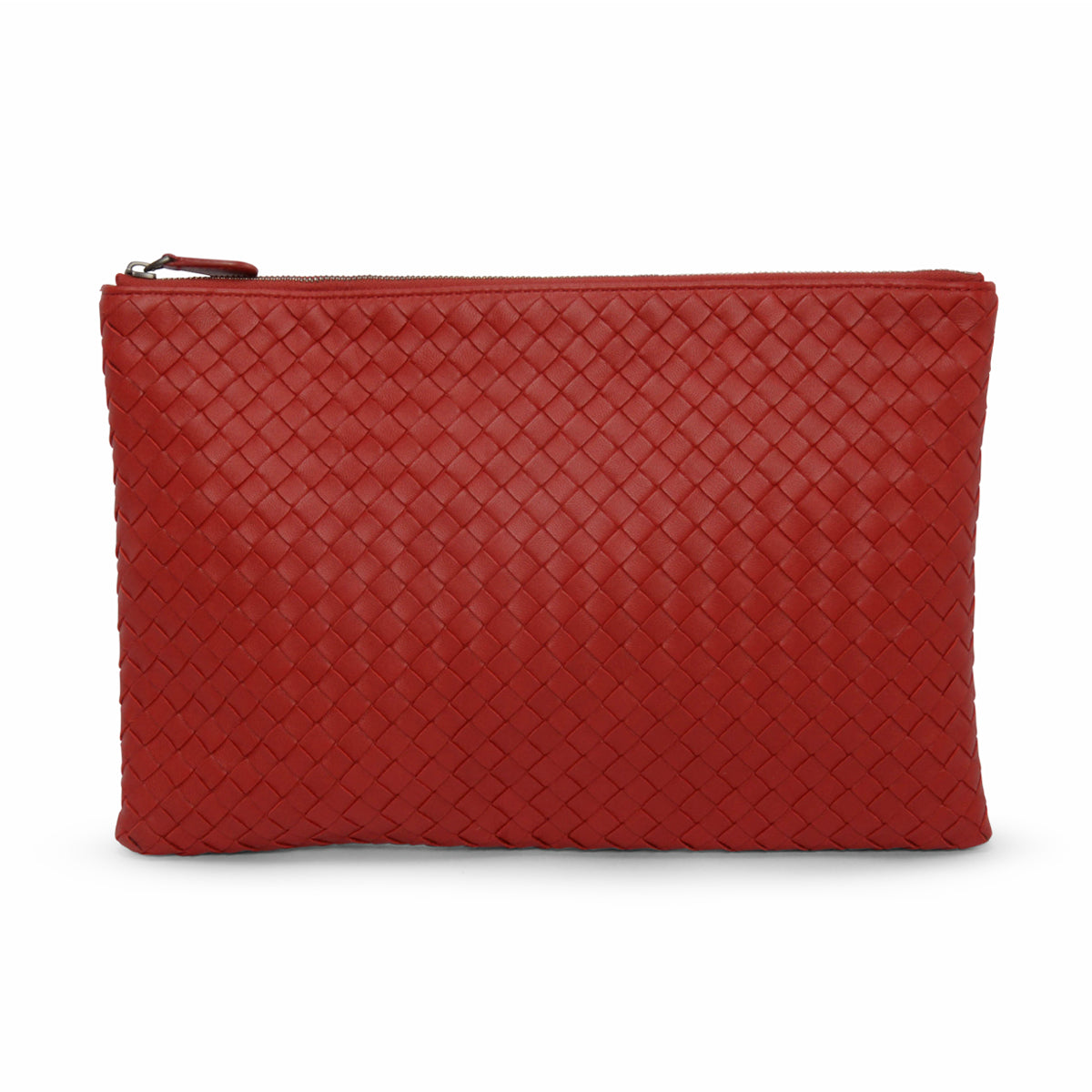 Bottega Veneta Red Intrecciato Zip Pouch