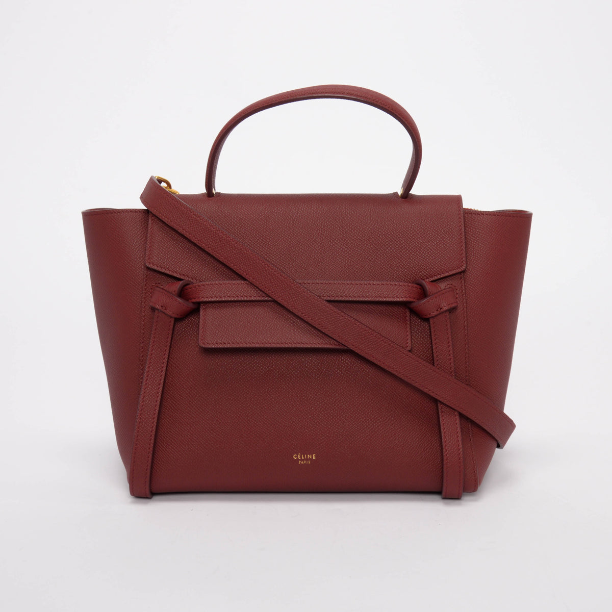Celine Ruby Red Grained Calfskin Micro Belt Bag