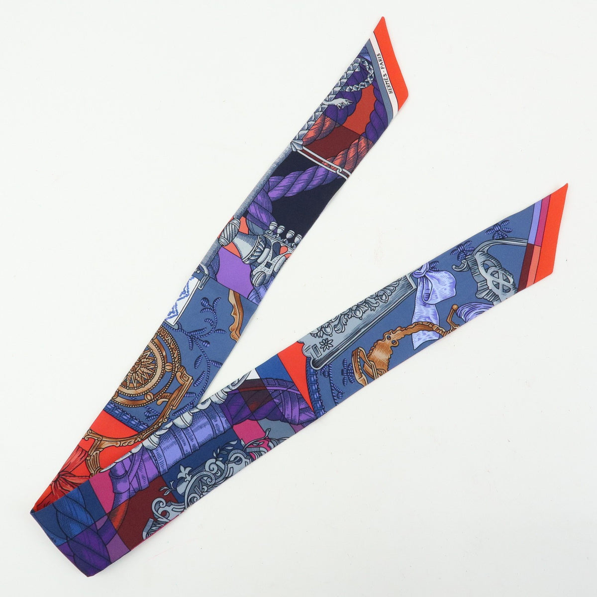 Hermes Red & Blue Cavalleria d'Etriers Twilly