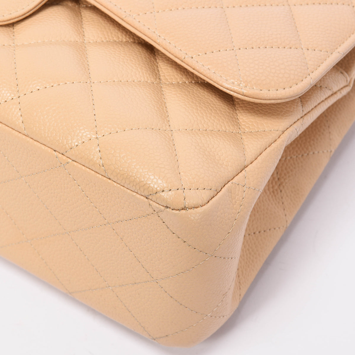 Chanel Beige Quilted Caviar Large Classic Flap Bag
