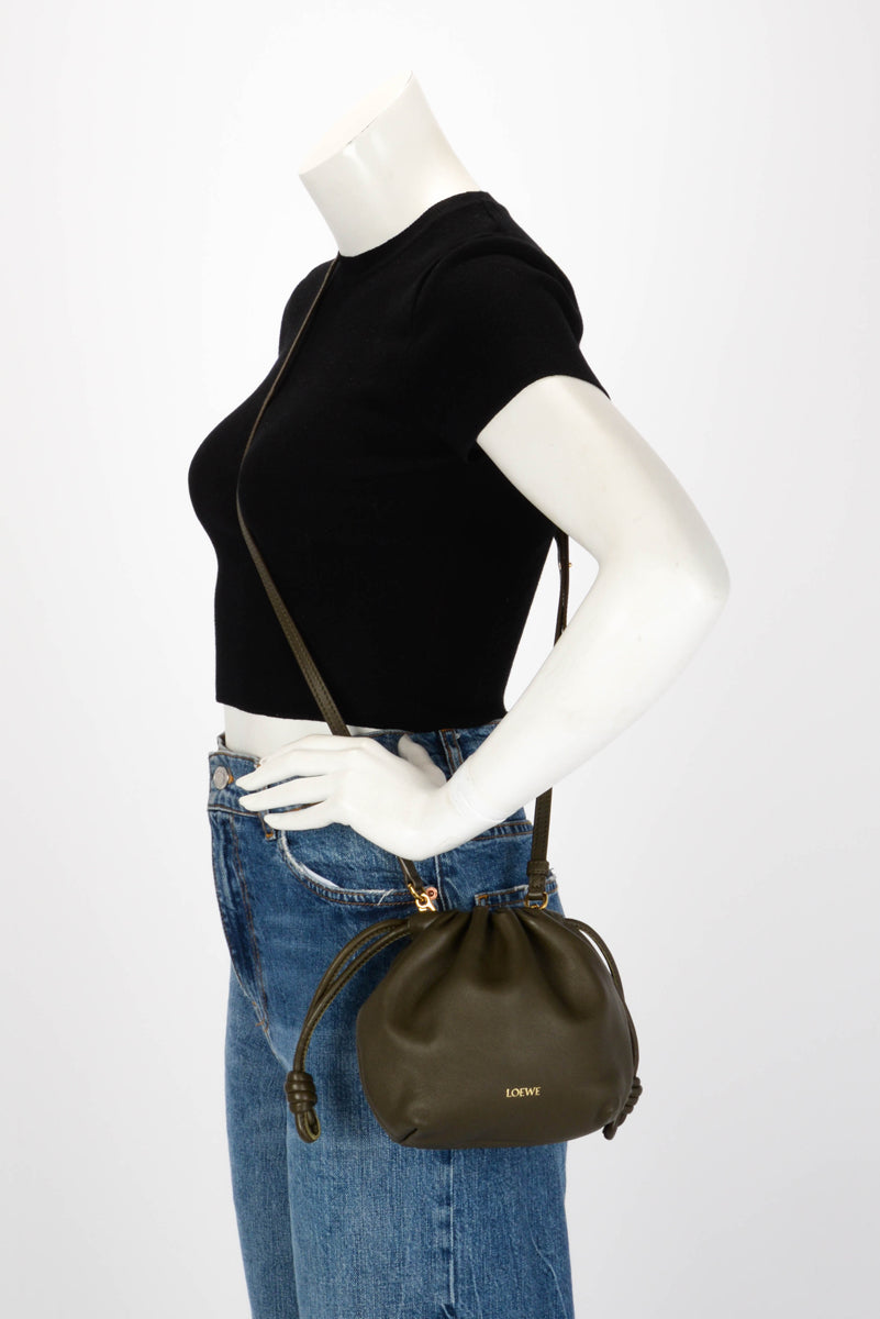 Loewe Khaki Lambskin Flamenco Purse