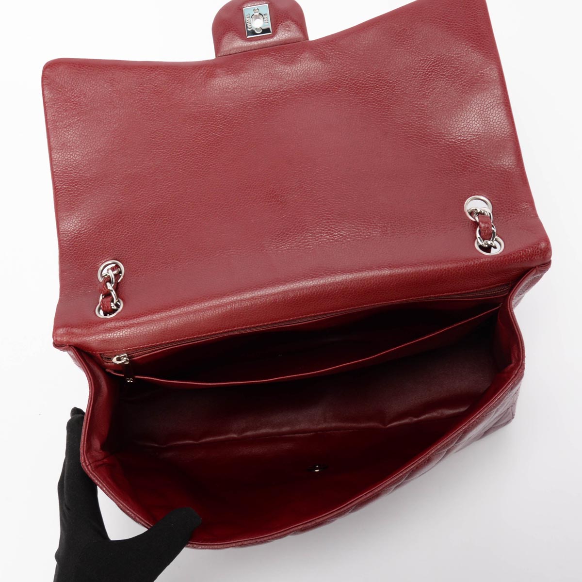 Chanel Dark Red Caviar Maxi Single Flap Bag