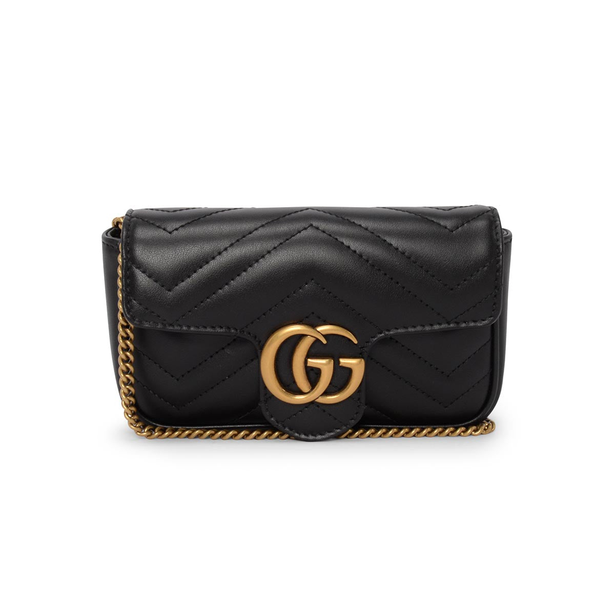 Gucci Black Matelasse GG Marmont Super Mini Bag
