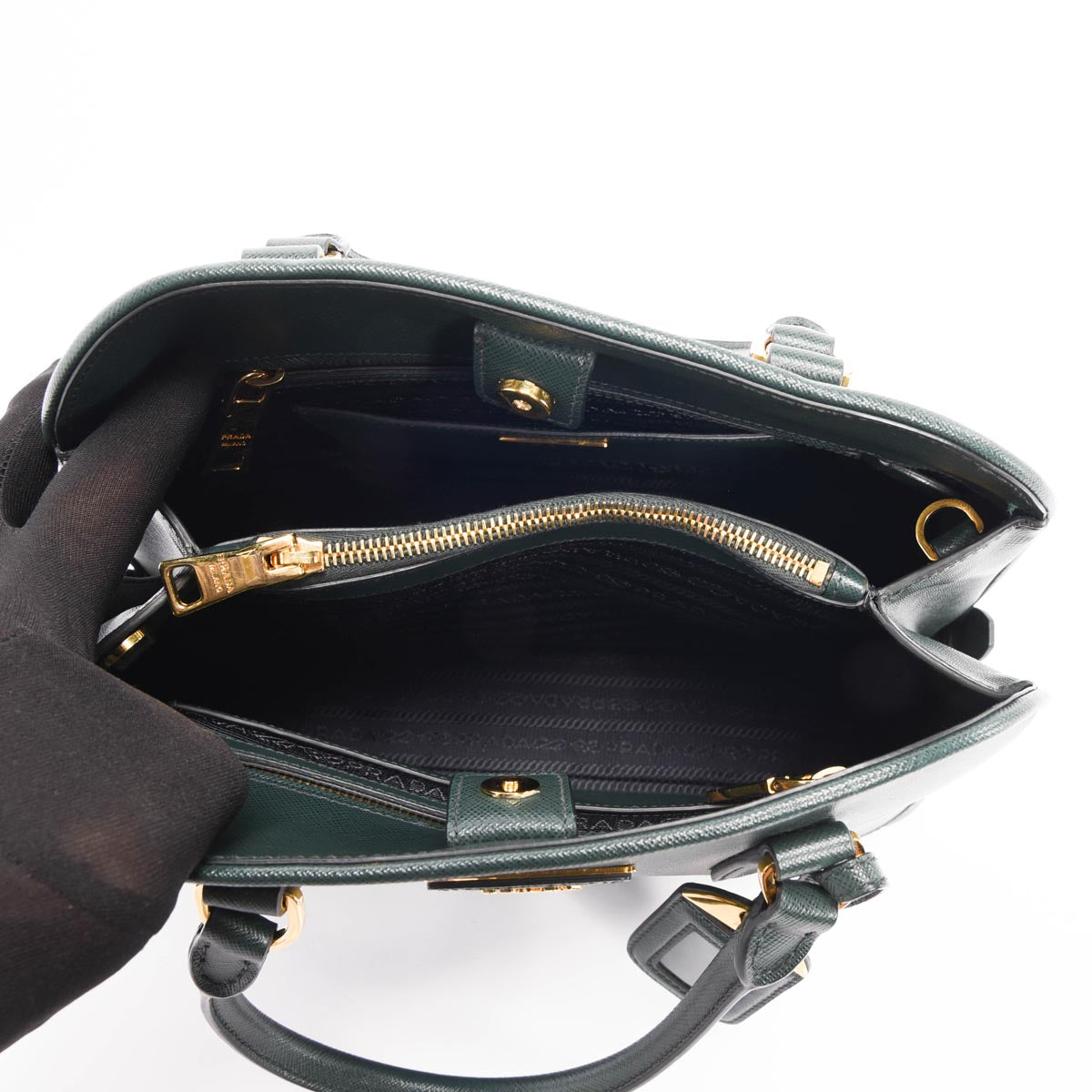 Prada Emerald Saffiano Lux Medium Promenade Bag