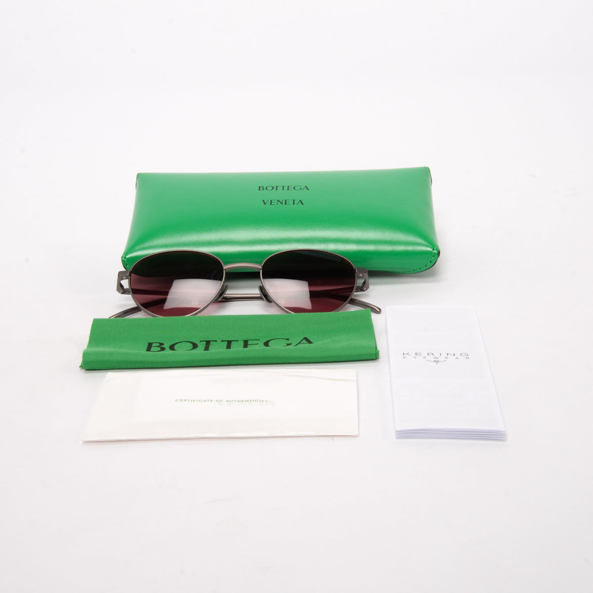 Bottega Veneta Ruthenium Red Intrecciato Panthos Sunglasses