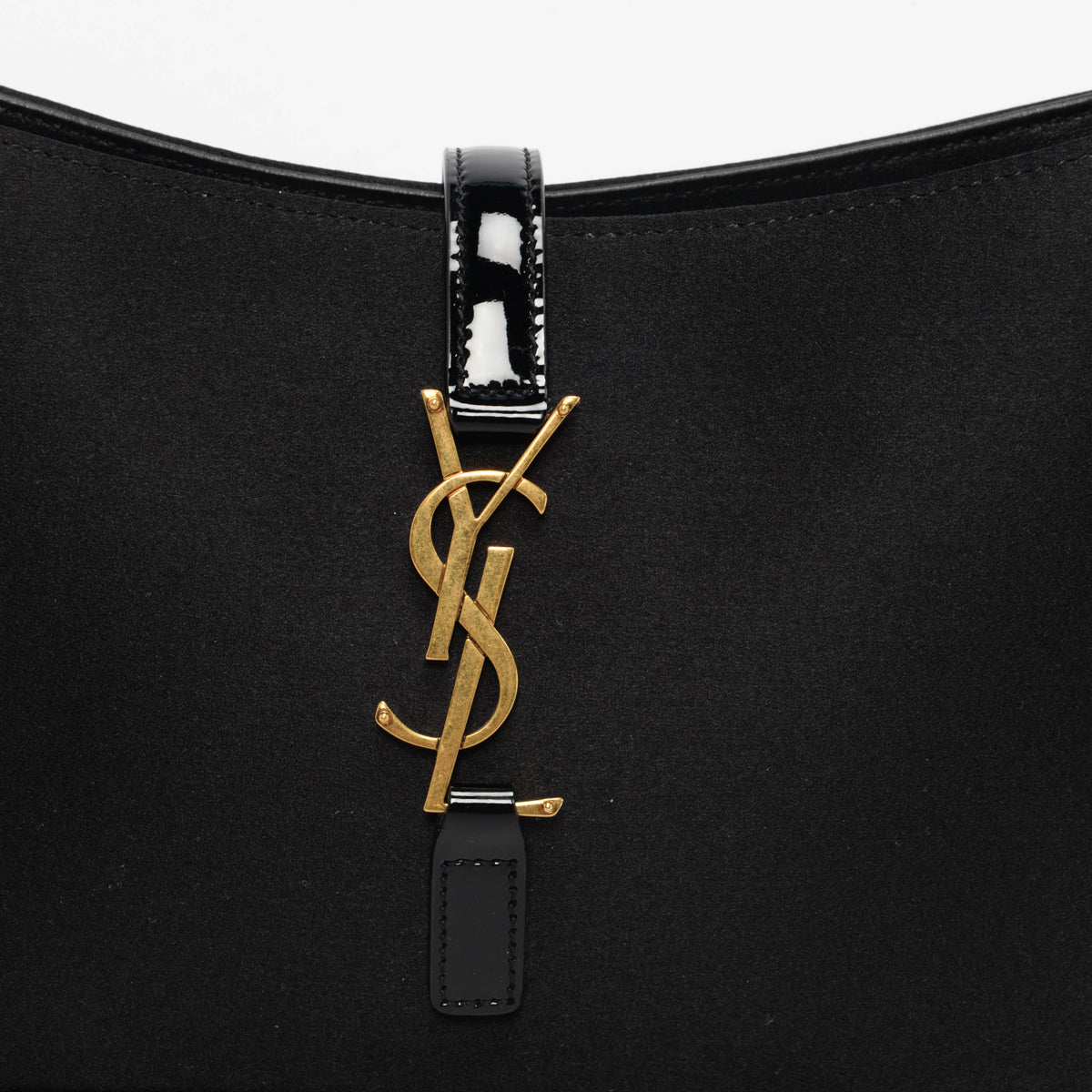 Saint Laurent Black Satin & Patent Le 5 A 7 Bag