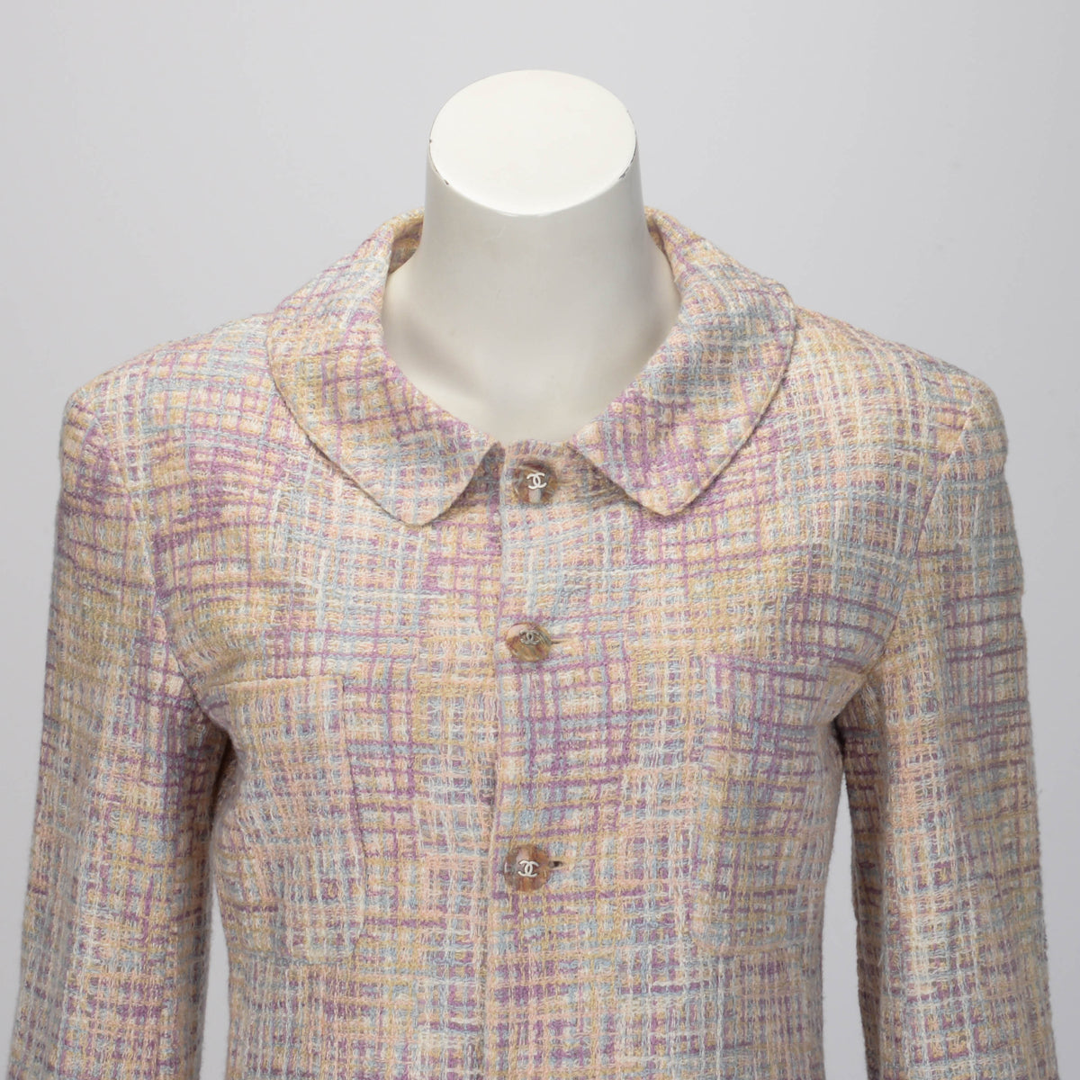 Chanel Pastel Check Four Pocket Jacket FR 38