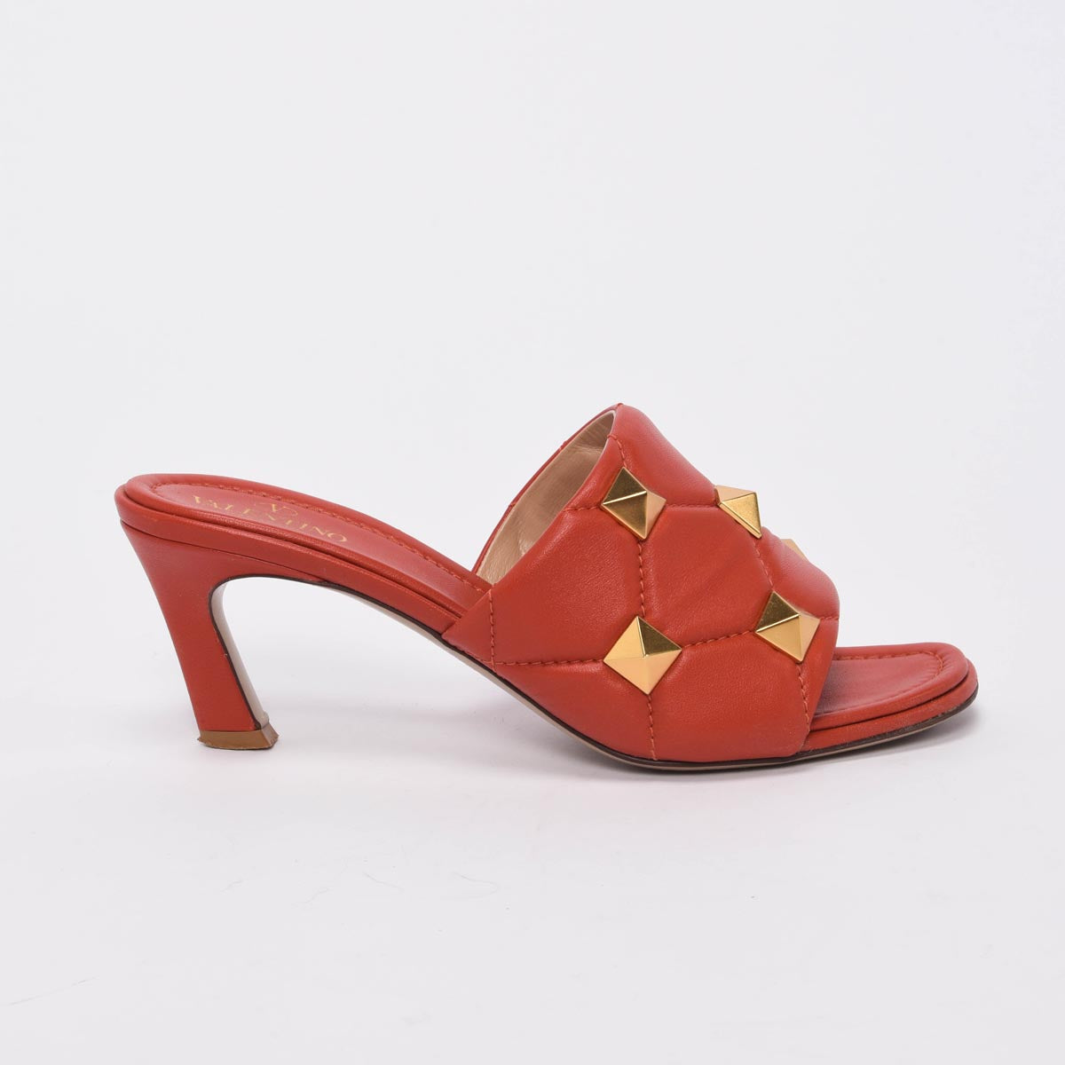 Valentino Amber Calfskin Roman Stud Mules 38