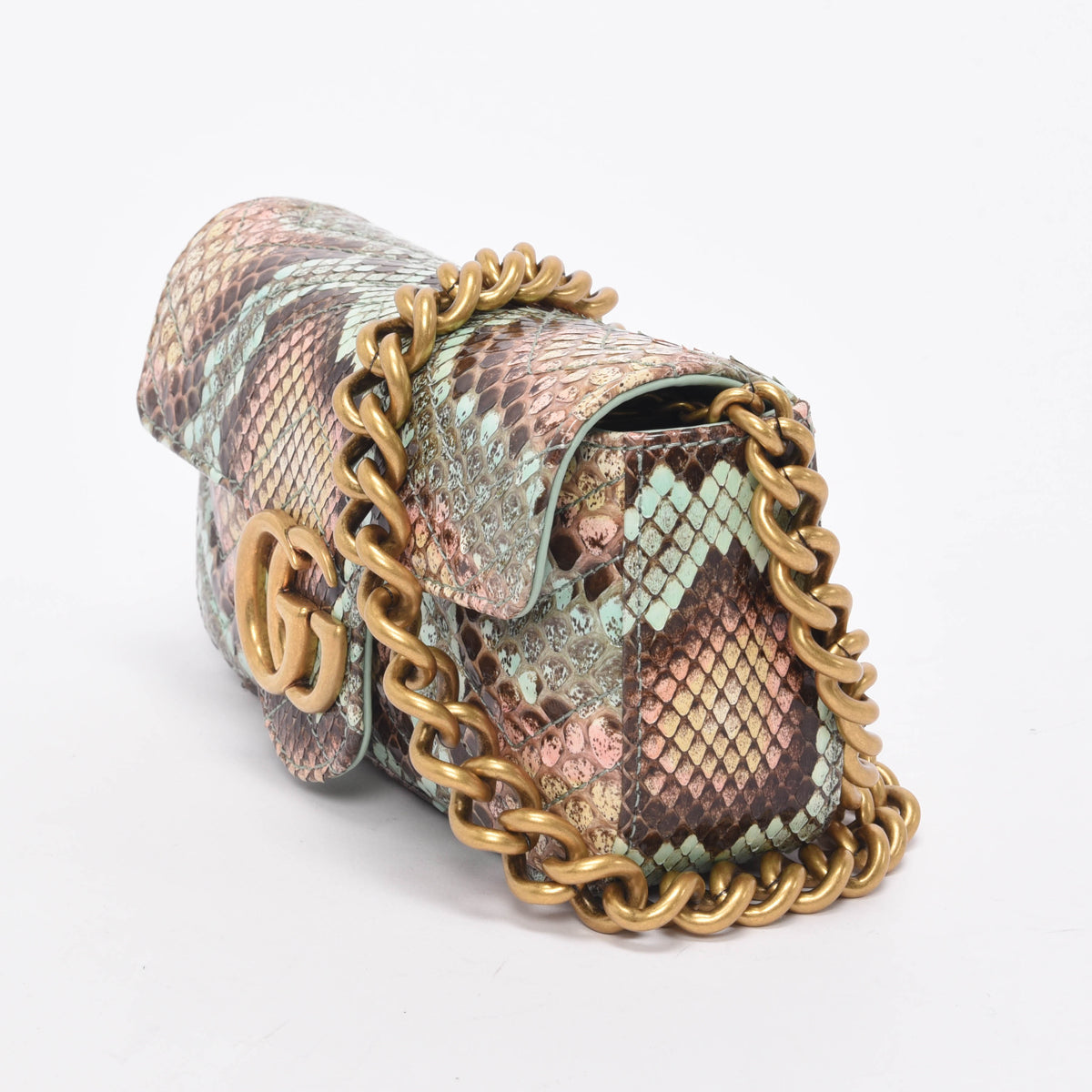 Gucci Aqua Python GG Marmont Mini Bag