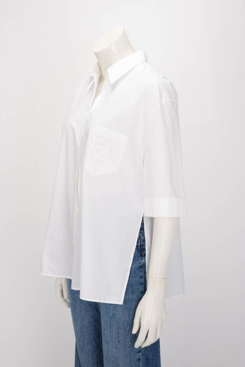 Fendi White Cotton FF Embroidered Pocket Shirt IT 44