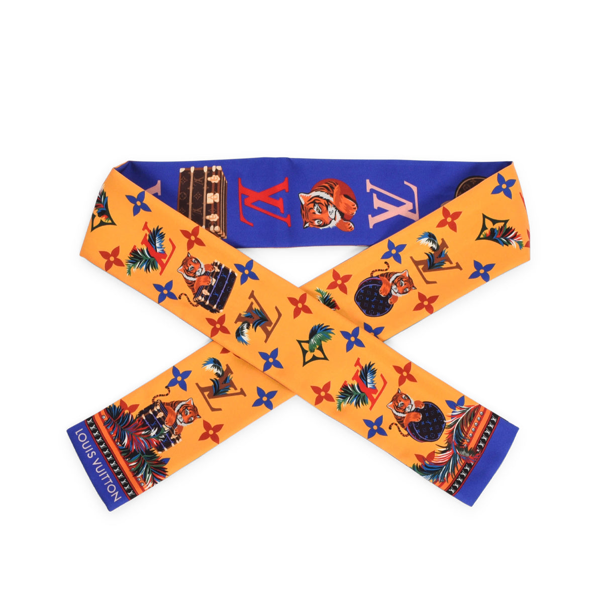 Louis Vuitton Yellow & Blue Silk Monogram Precious Tiger Bandeau