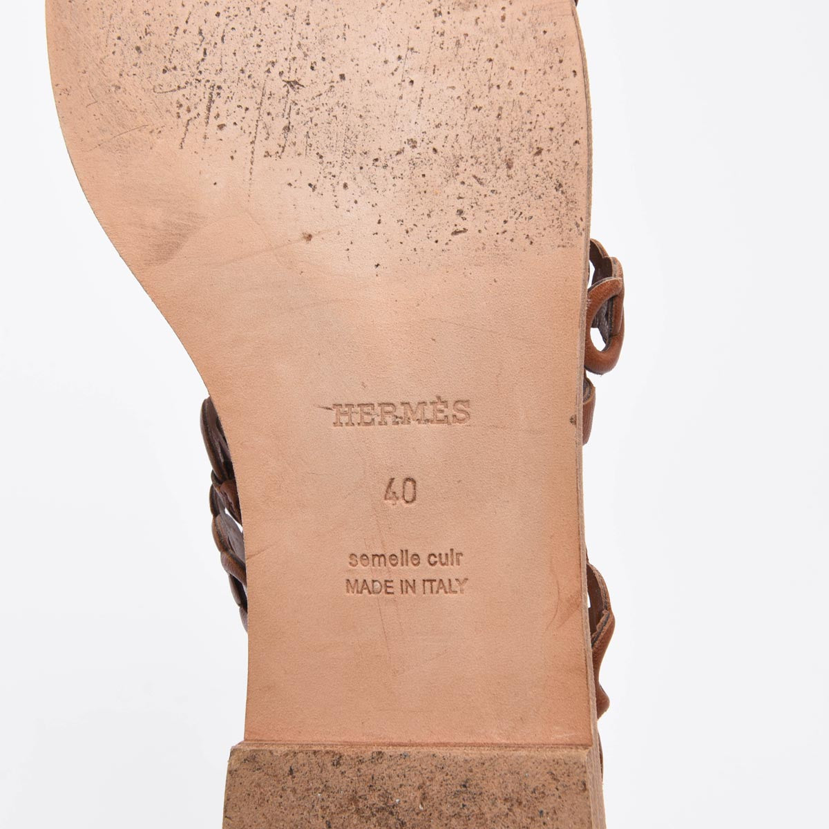 Hermes Brown Nappa Chaine d'Ancre Kalliste Sandals 40