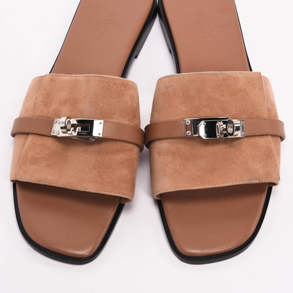 Hermes Rose Perle Suede Goatskin Giulia Sandals 41