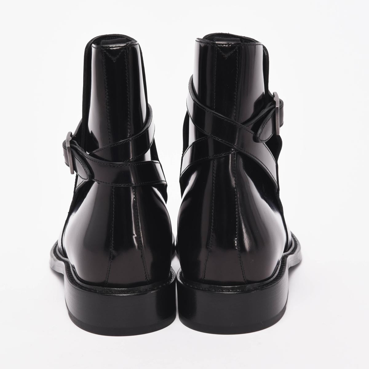 Saint Laurent Black Hi-Shine Army Ankle Boots 39