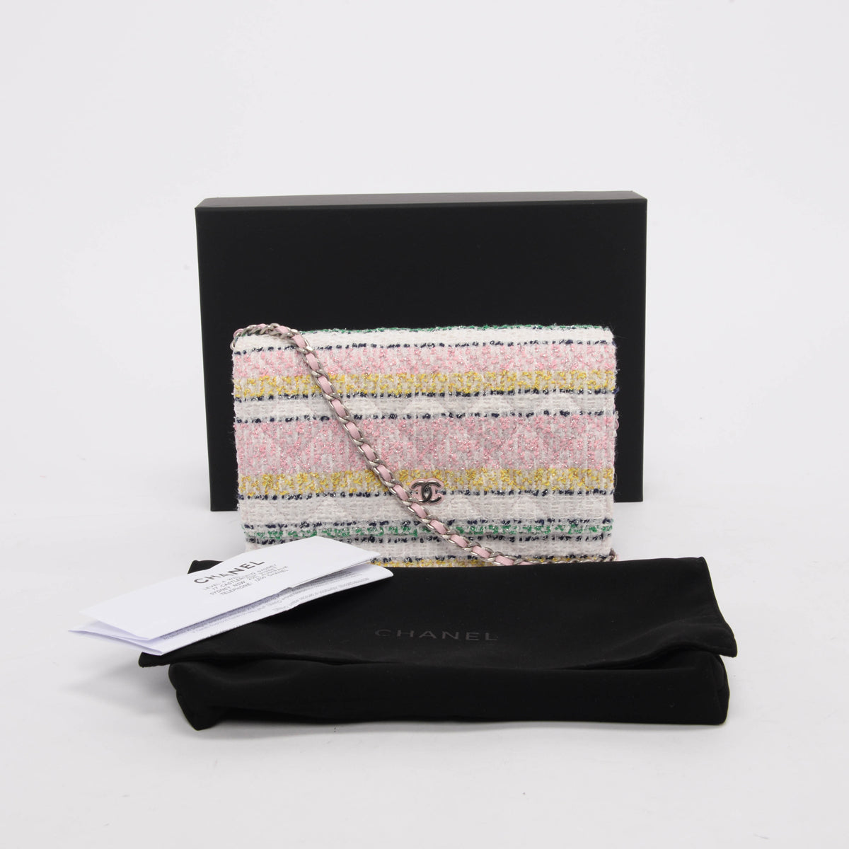Chanel Pastel Quilted Tweed Classic Wallet On Chain Mini Bag