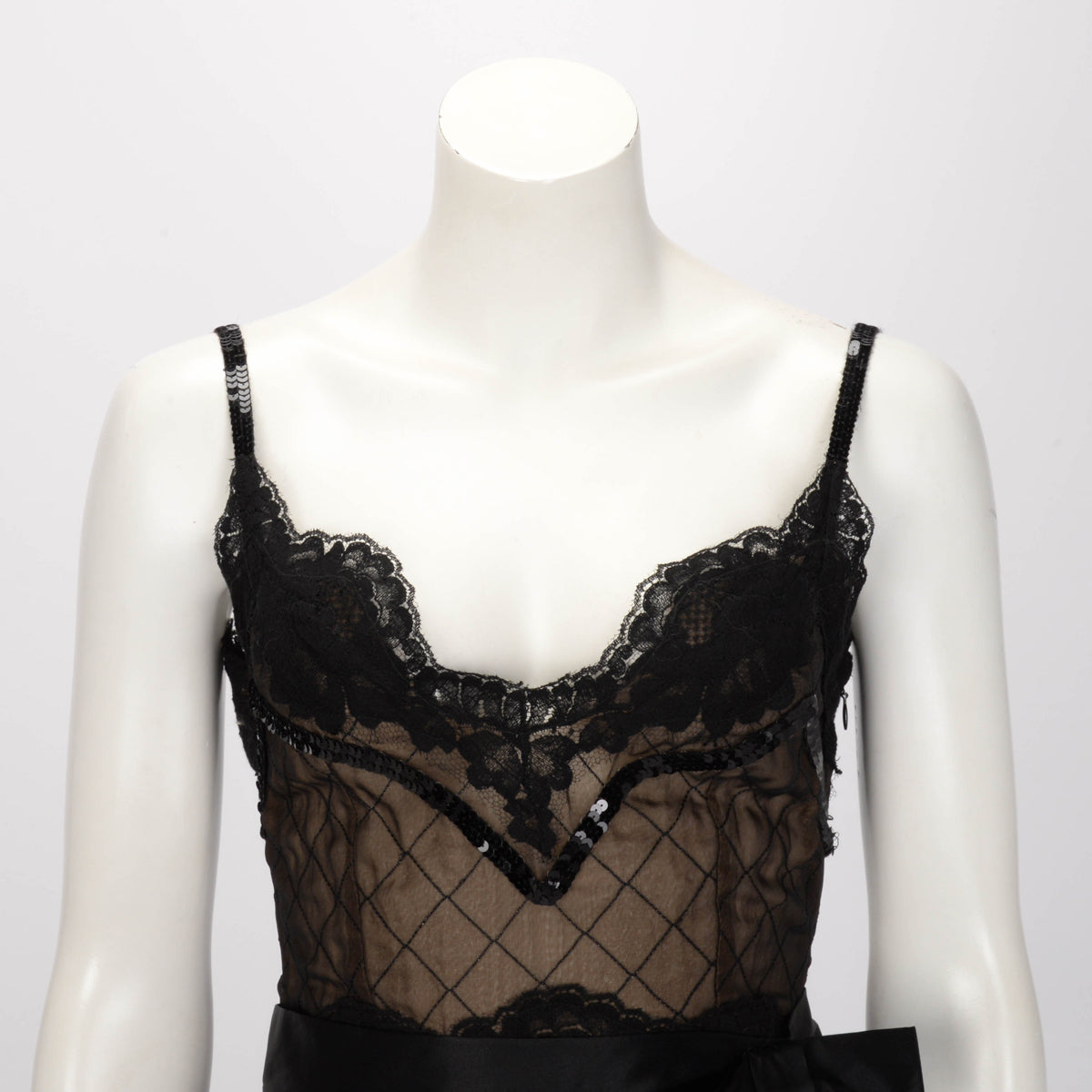 Dolce & Gabbana Black Lace Bow Waist-Detail Dress IT 40