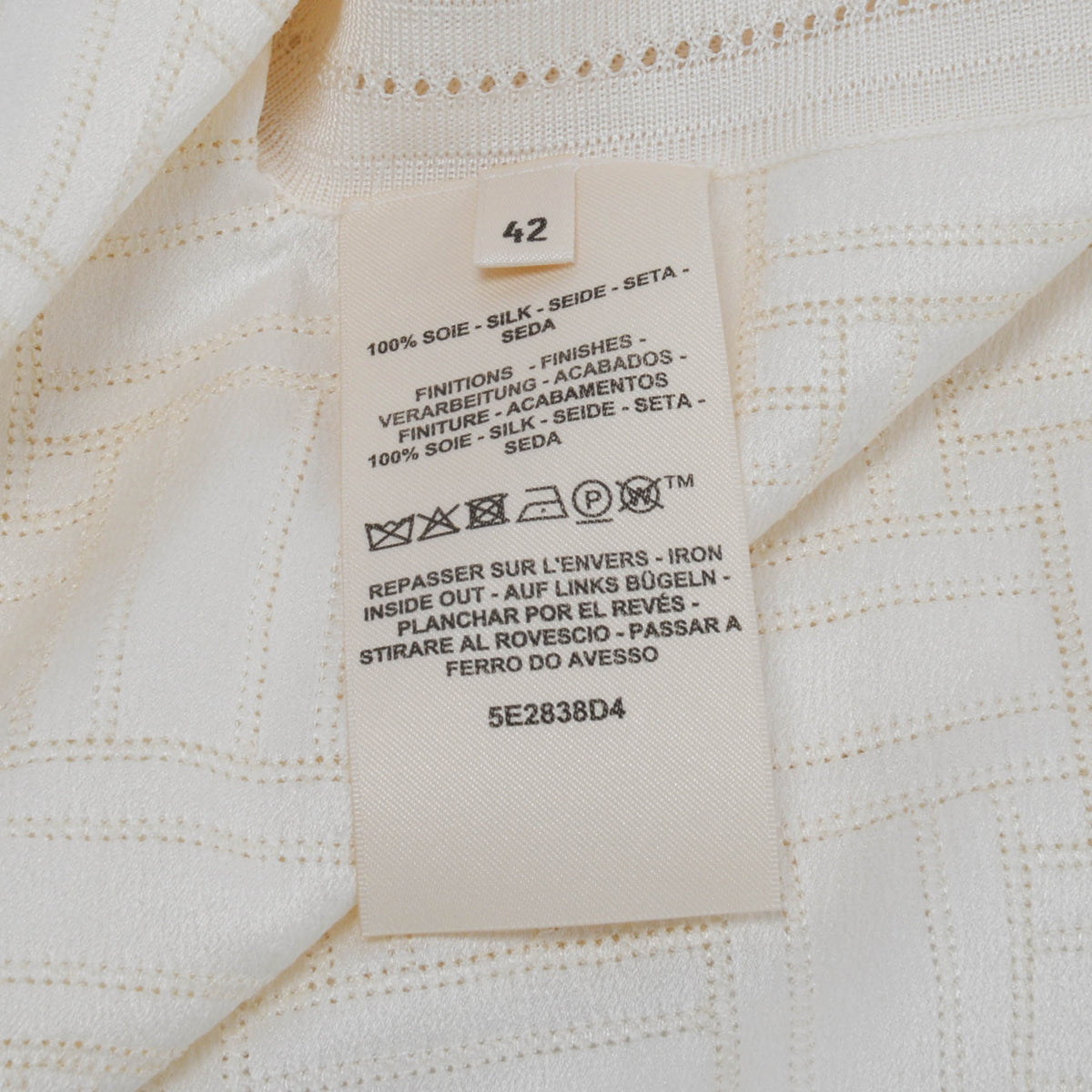 Hermes Ivory Silk Geometric Knit Long Cardigan FR 42