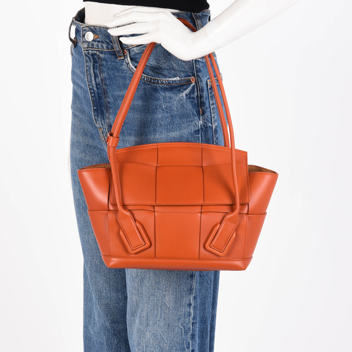 Bottega Veneta Rust Intrecciato Arco Small Tote
