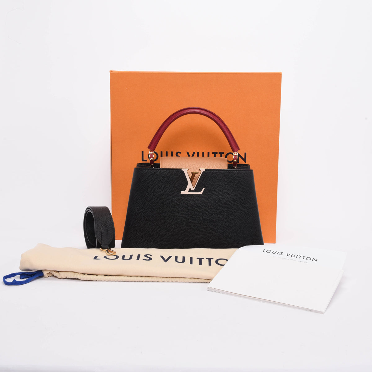 Louis Vuitton Noir Rubis Taurillon Capucines MM