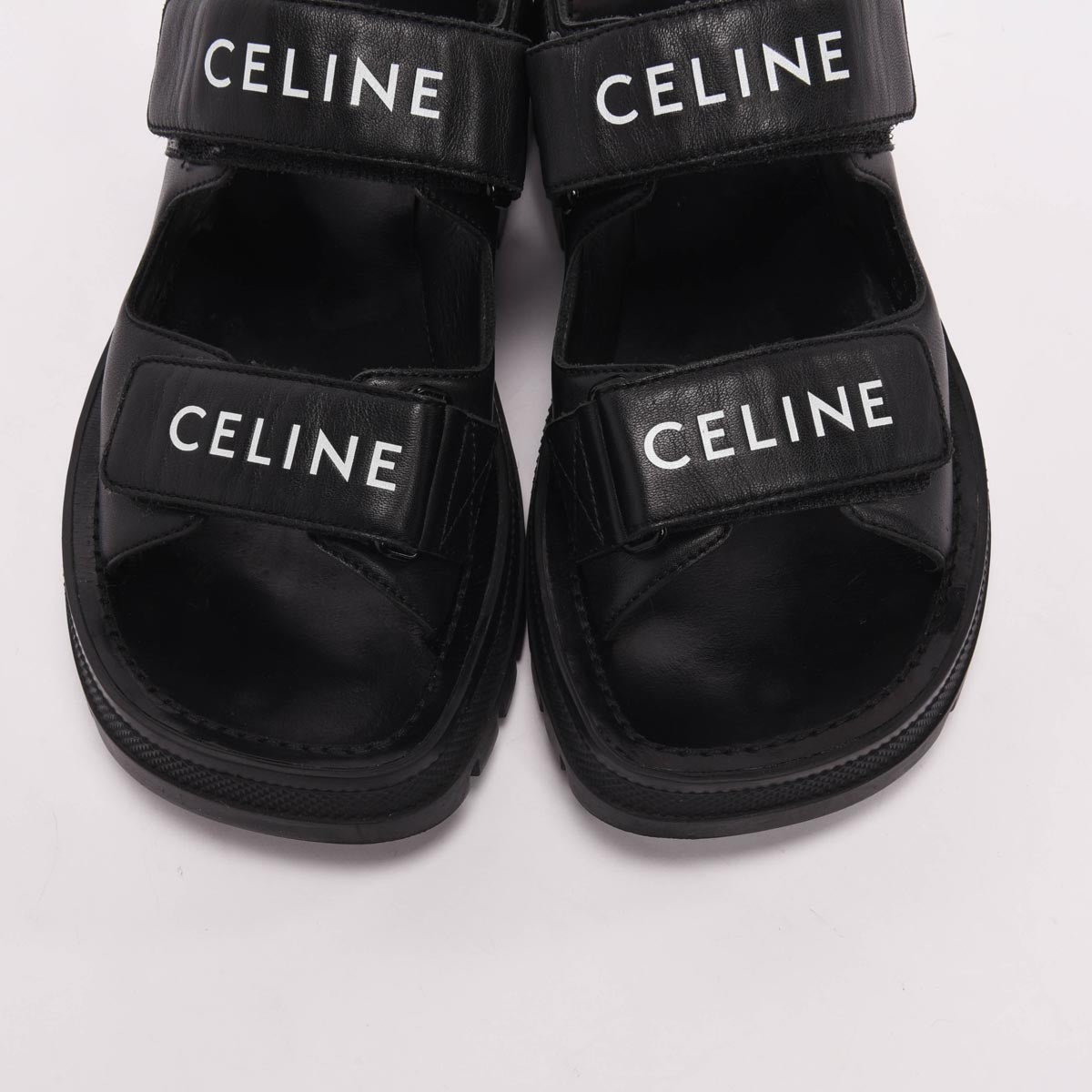Celine Black Calfskin Leo Scratch Sandals 36