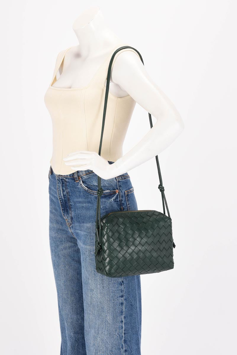 Bottega Veneta Forest Green Intrecciato Small Loop Camera Bag