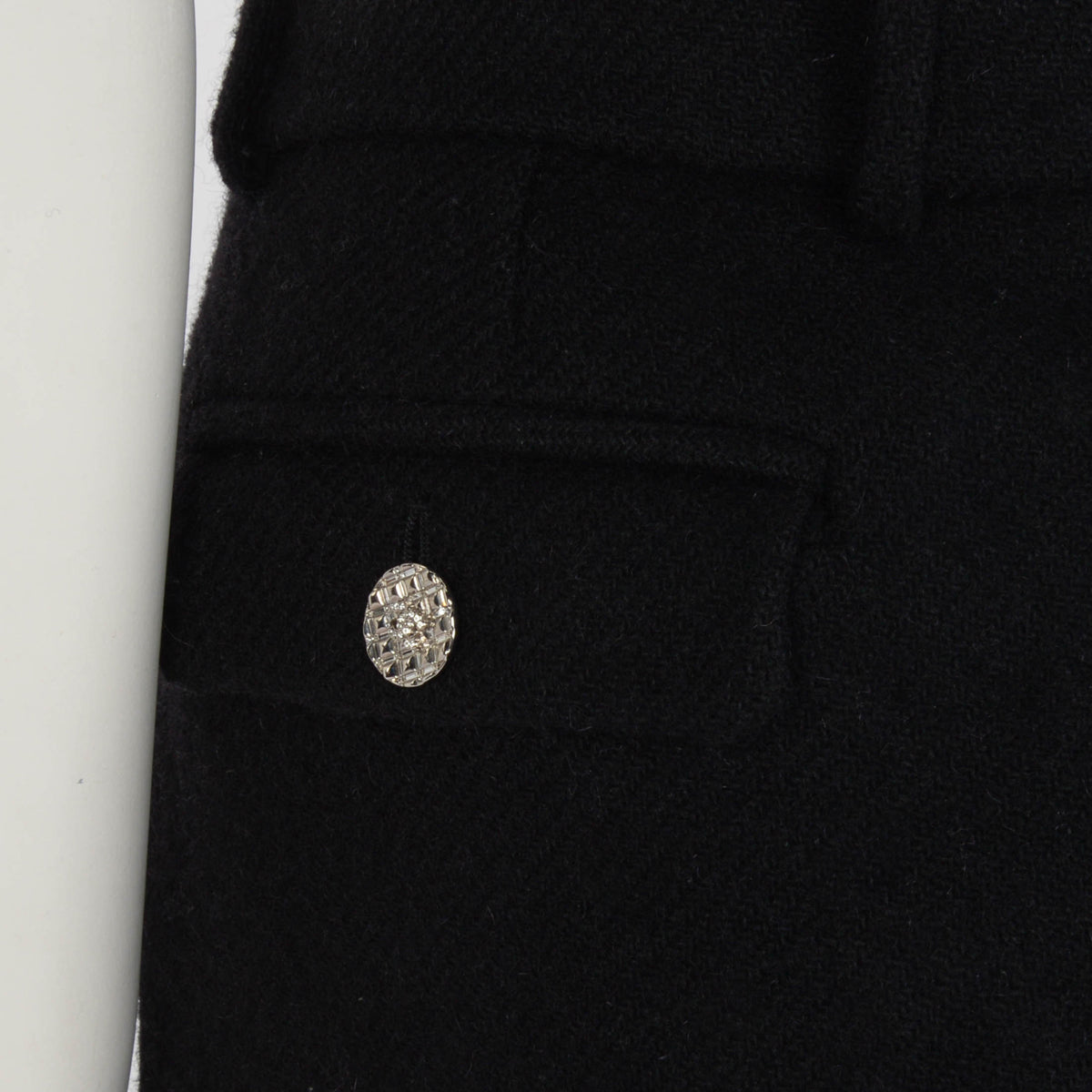 Chanel Black Wool Crystal CC Button Pants FR 38