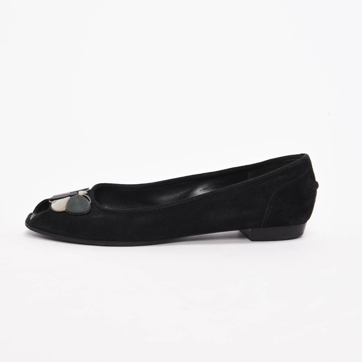 Louis Vuitton Black Suede Butterfly Flats 37.5