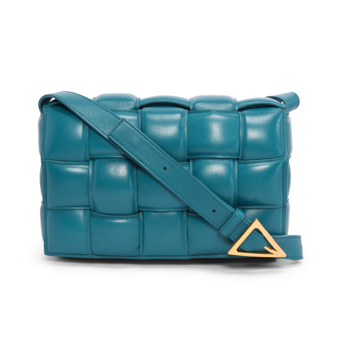 Bottega Veneta Turquoise Intreccio Lambskin Padded Cassette Bag