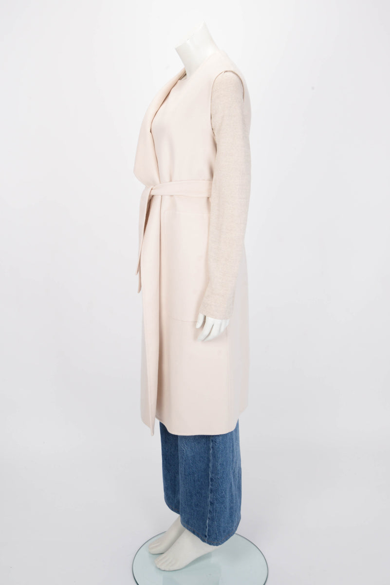 Hermes Blanc Poros Cashmere Sleeveless Coat FR 36