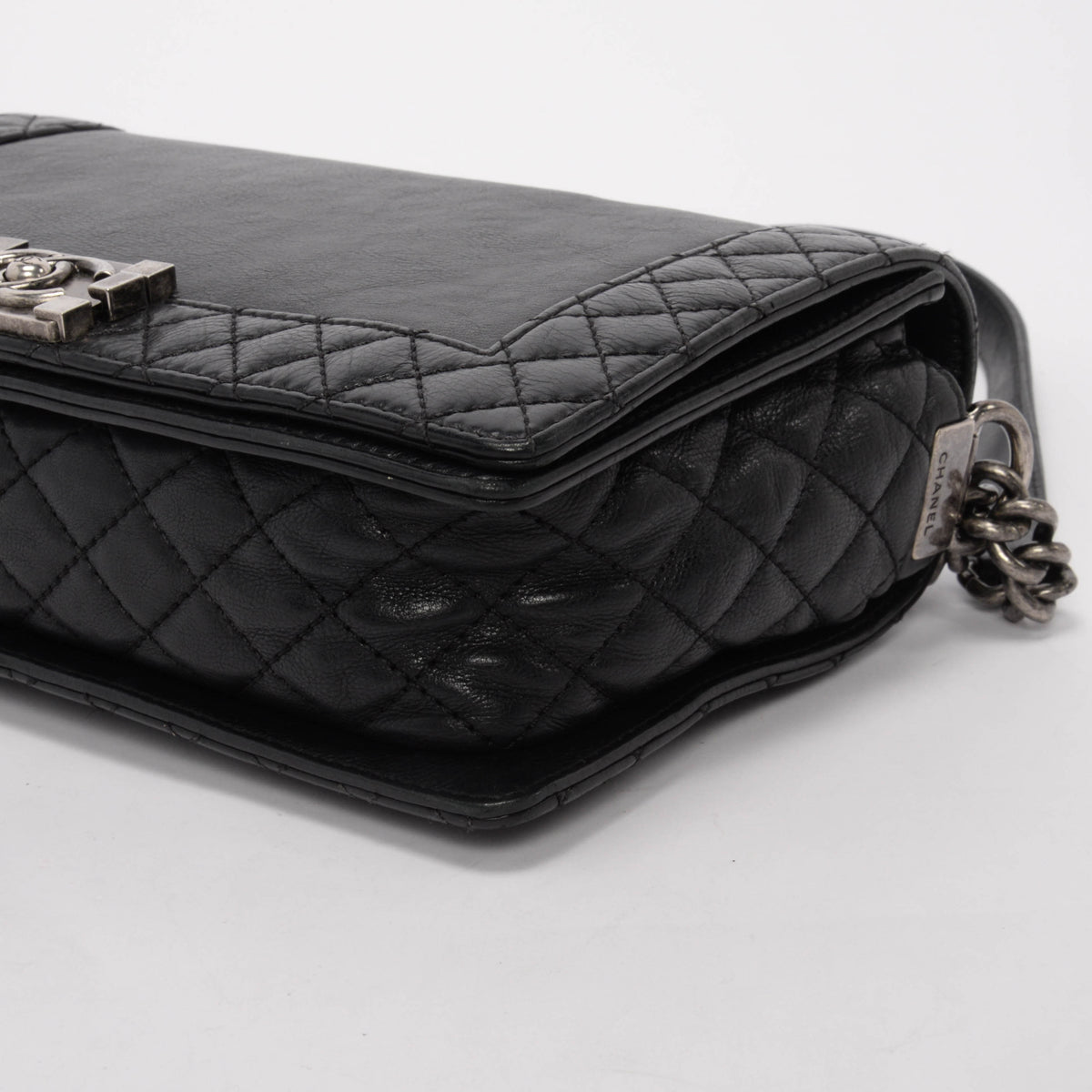 Chanel Black Calfskin Old Medium Reverso Boy Bag