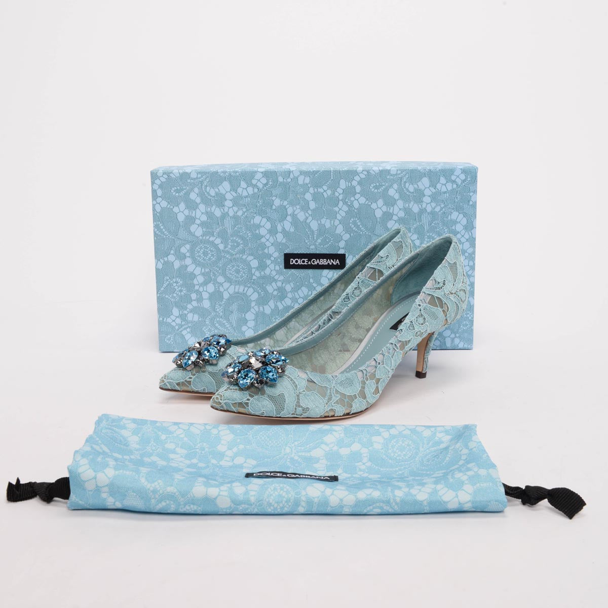 Dolce & Gabbana Azure Lace Bellucci Pumps 39
