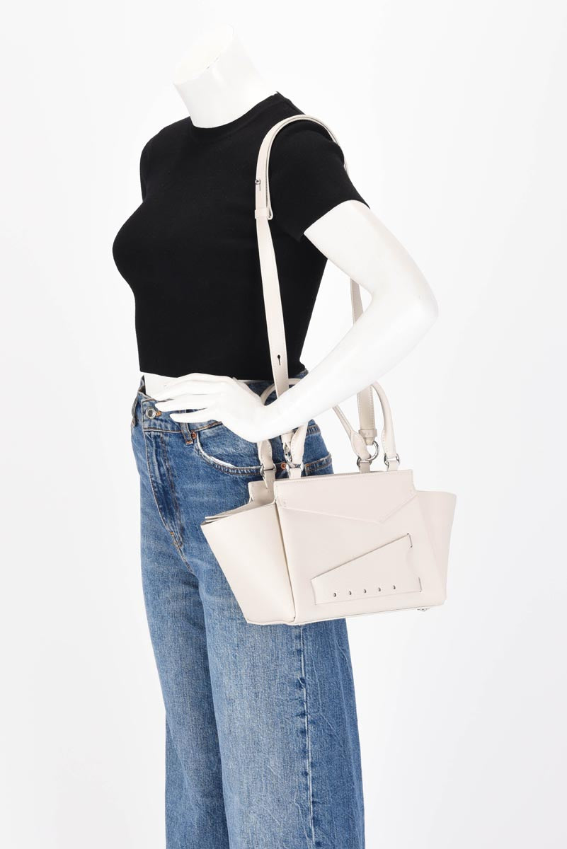 Margiela Greige Grained Calfskin Snatched Tote Bag