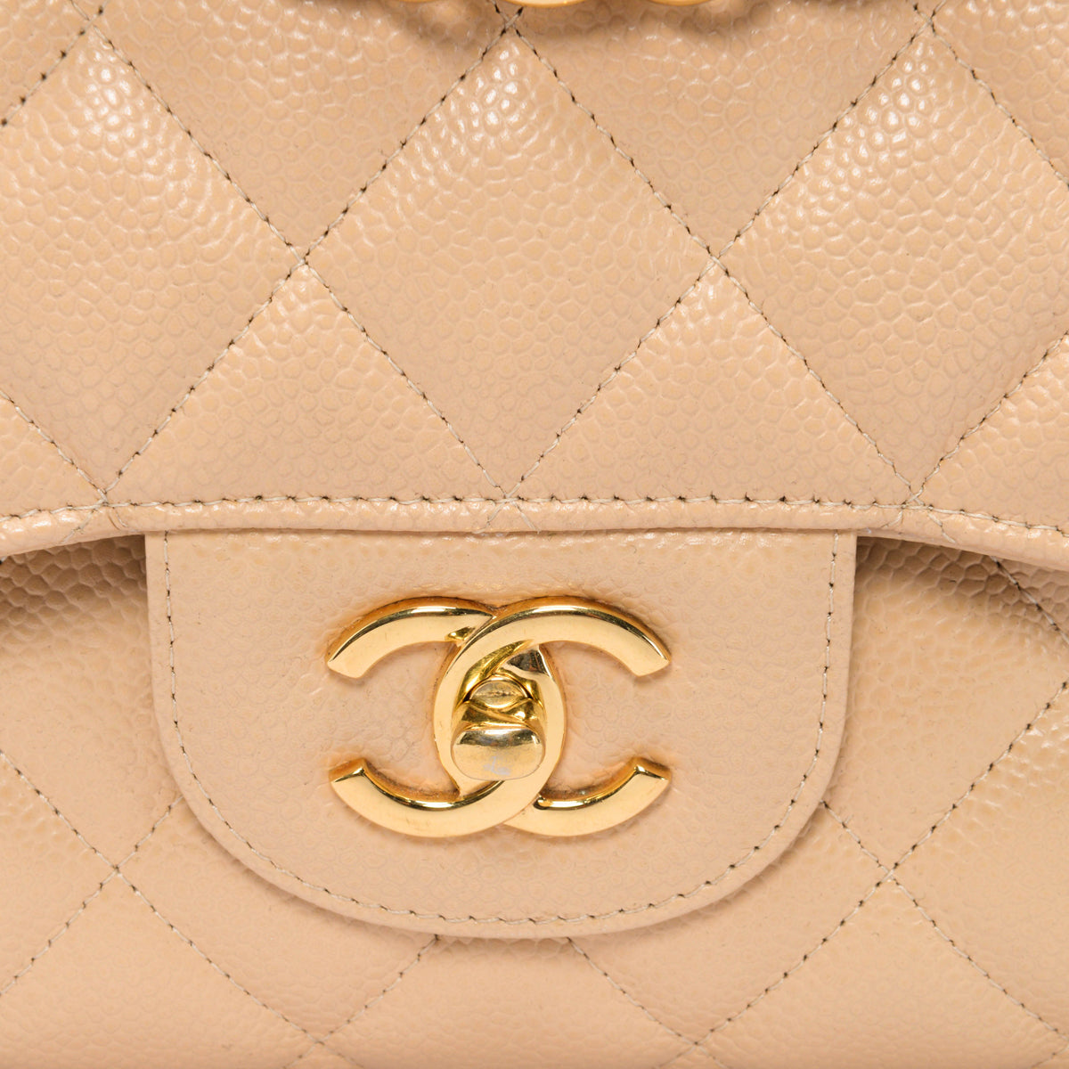 Chanel Beige Quilted Caviar Large Classic Flap Bag