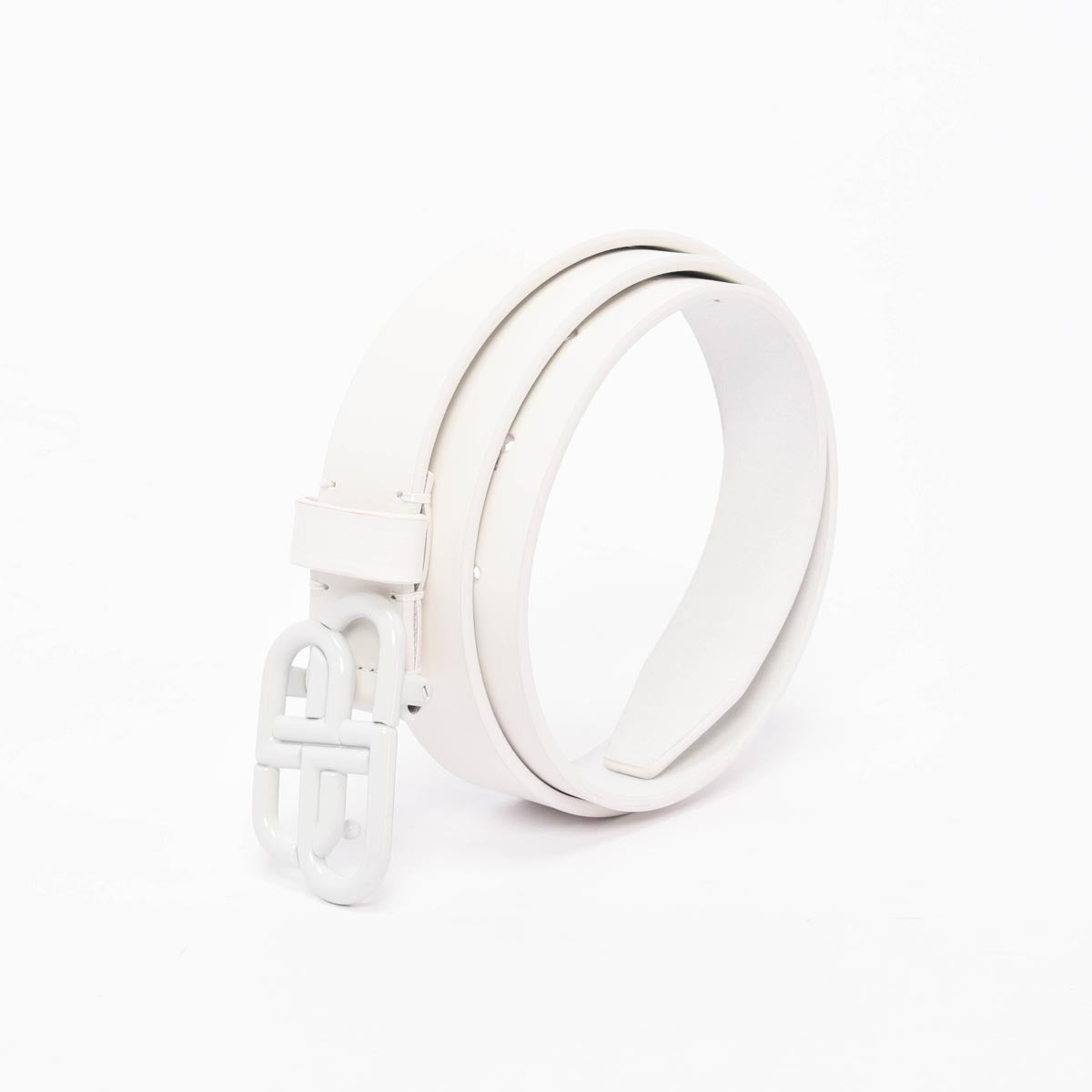 Balenciaga White Calfskin BB Belt