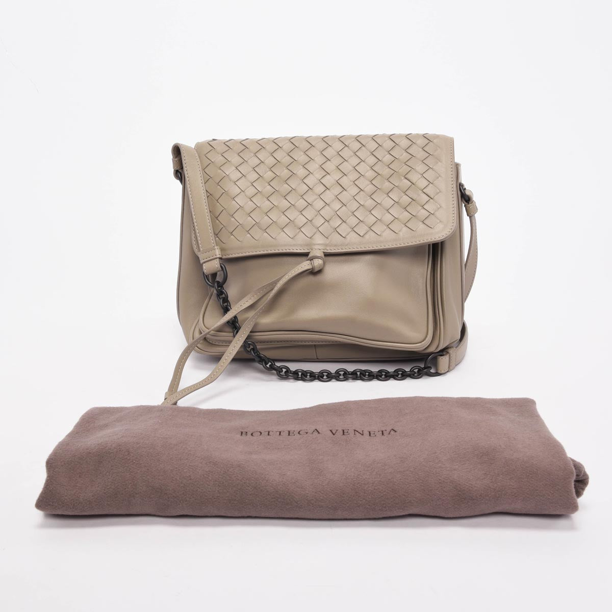 Bottega Veneta Stone Nappa Intrecciato Small Saddle Bag
