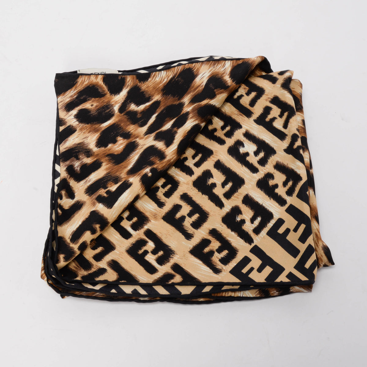 Fendi Leopard Print Silk FF Gradient Scarf
