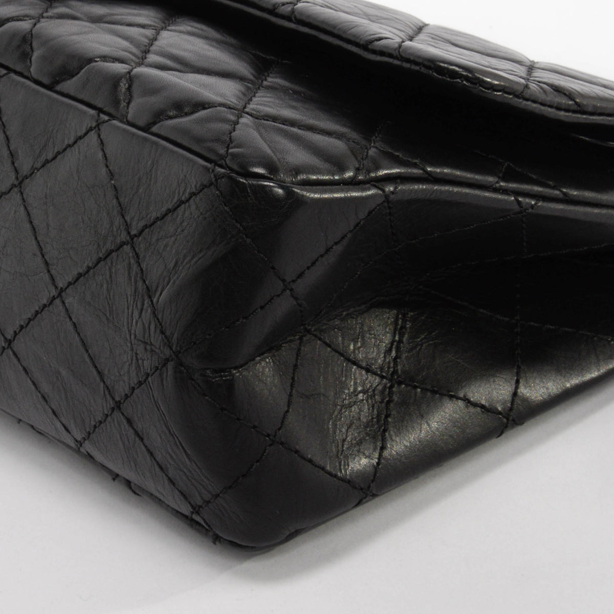 Chanel Black Distressed Calfskin 2.55 Reissue 227 Flap Bag