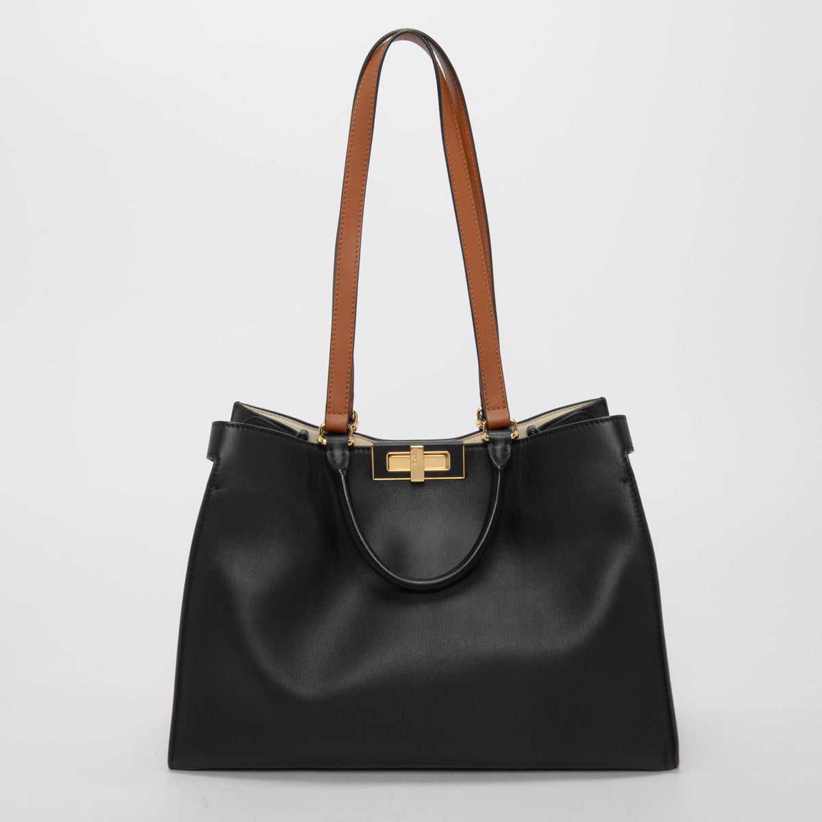 Fendi Black & Brandy Vitello Small Peekaboo X-Tote