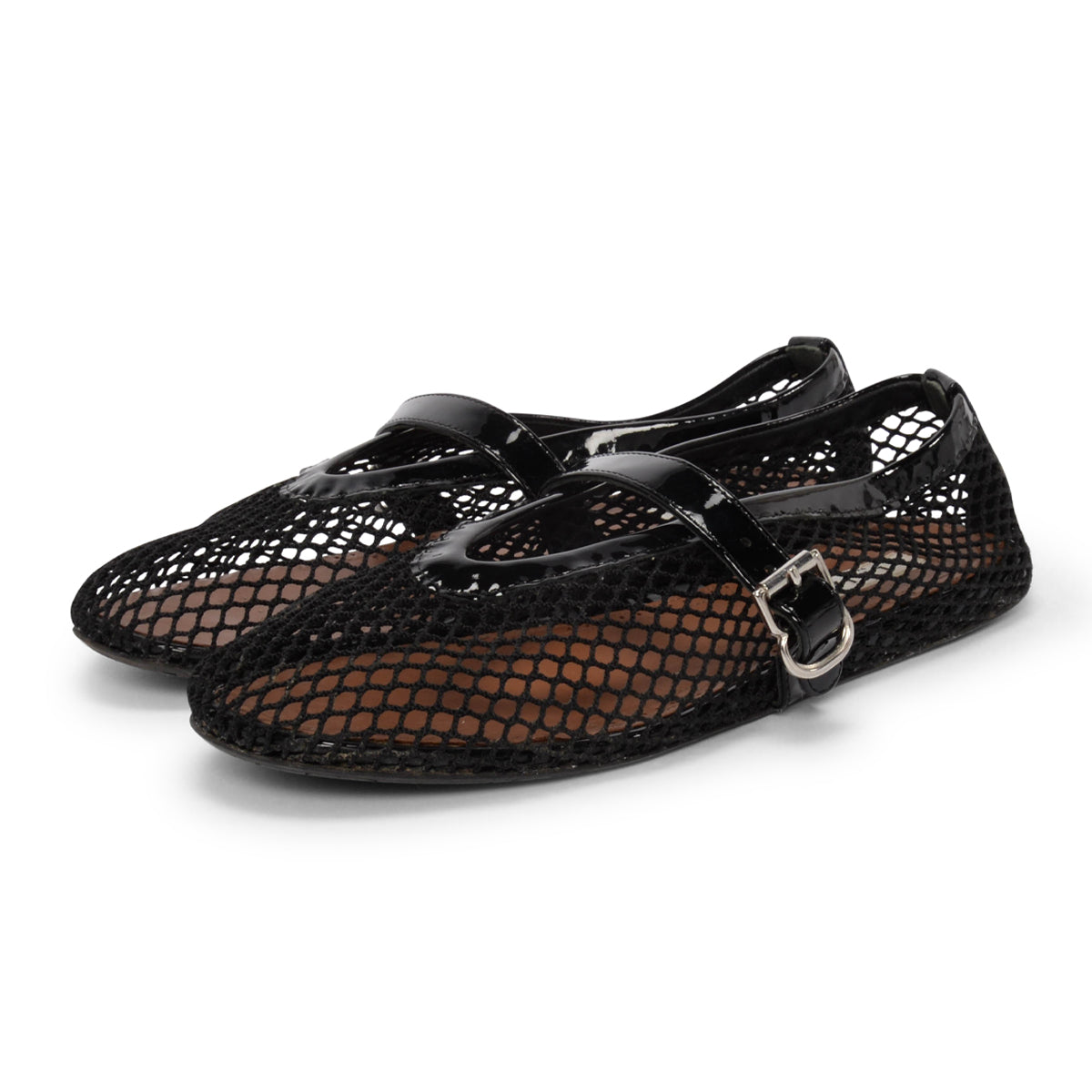 Alaia Black Fishnet Ballet Flats 39