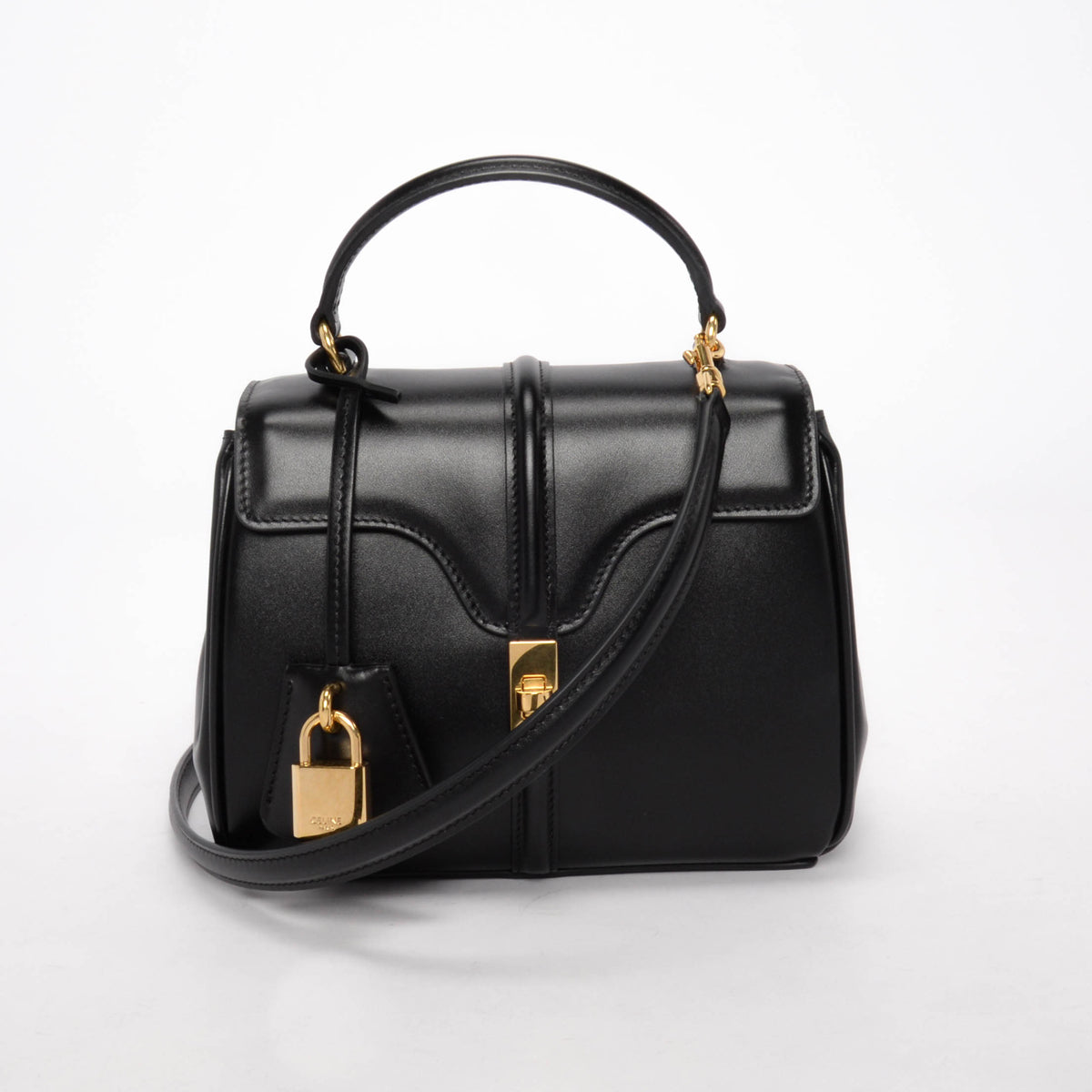 Celine Black Satinated Calfskin Mini 16 Bag