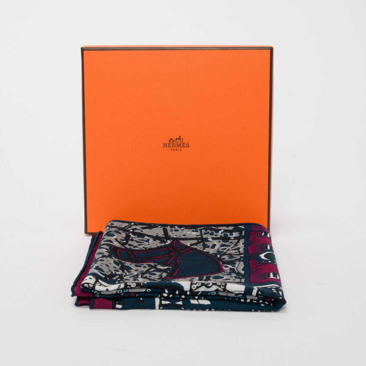 Hermes Teal Le Boubou H Scarf 65
