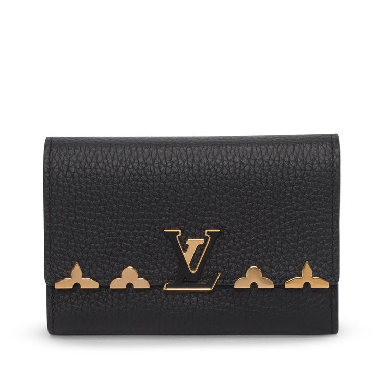 Louis Vuitton Black Taurillon Capucines Compact Wallet