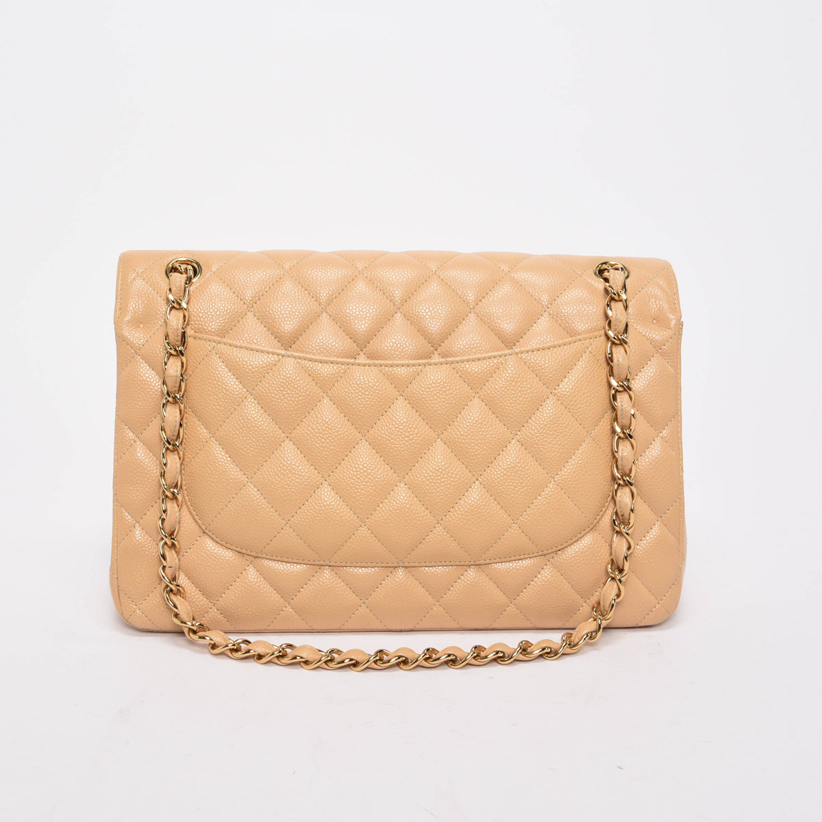 Chanel Beige Quilted Caviar Large Classic Flap Bag
