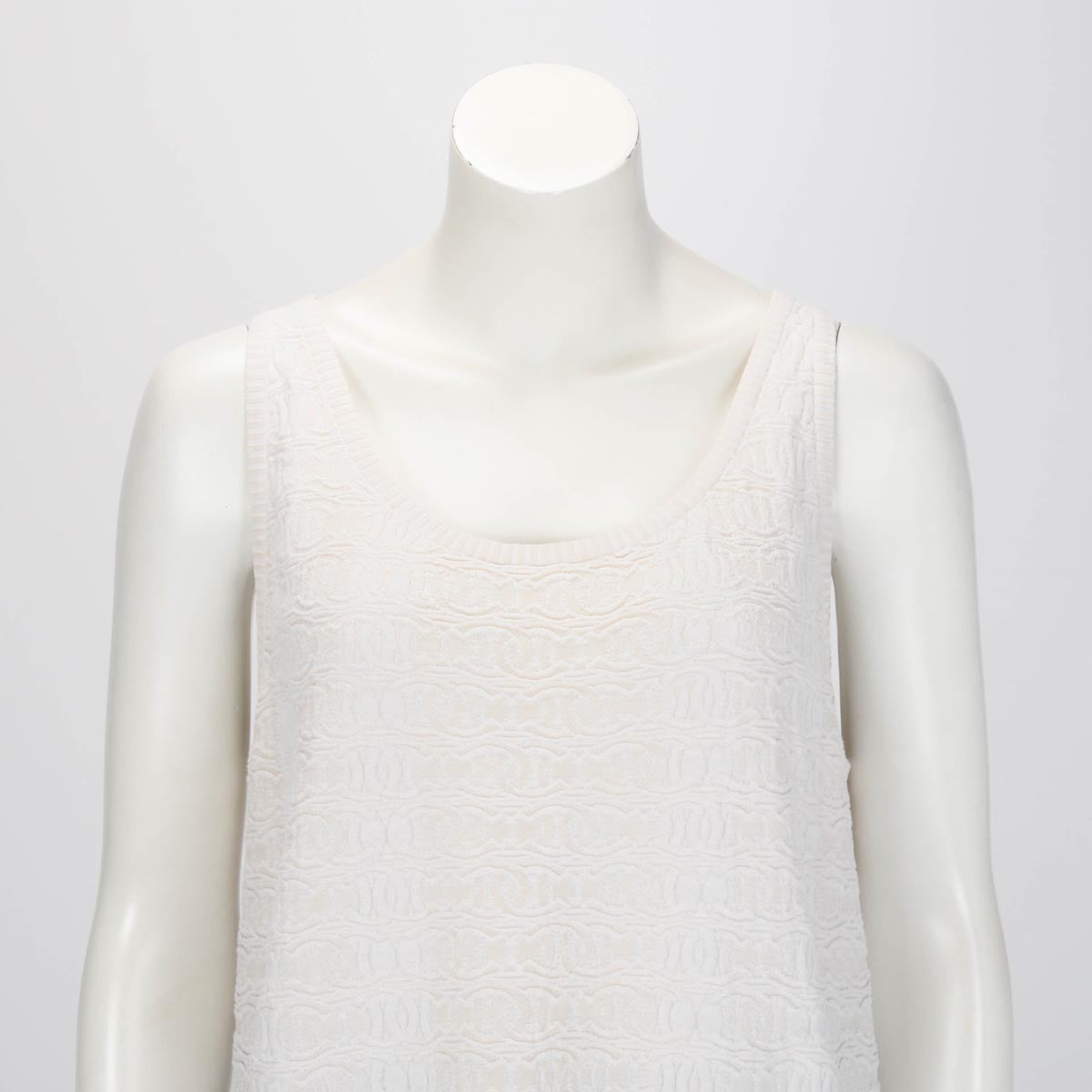 Chanel Cream Cotton CC Singlet Top FR 44