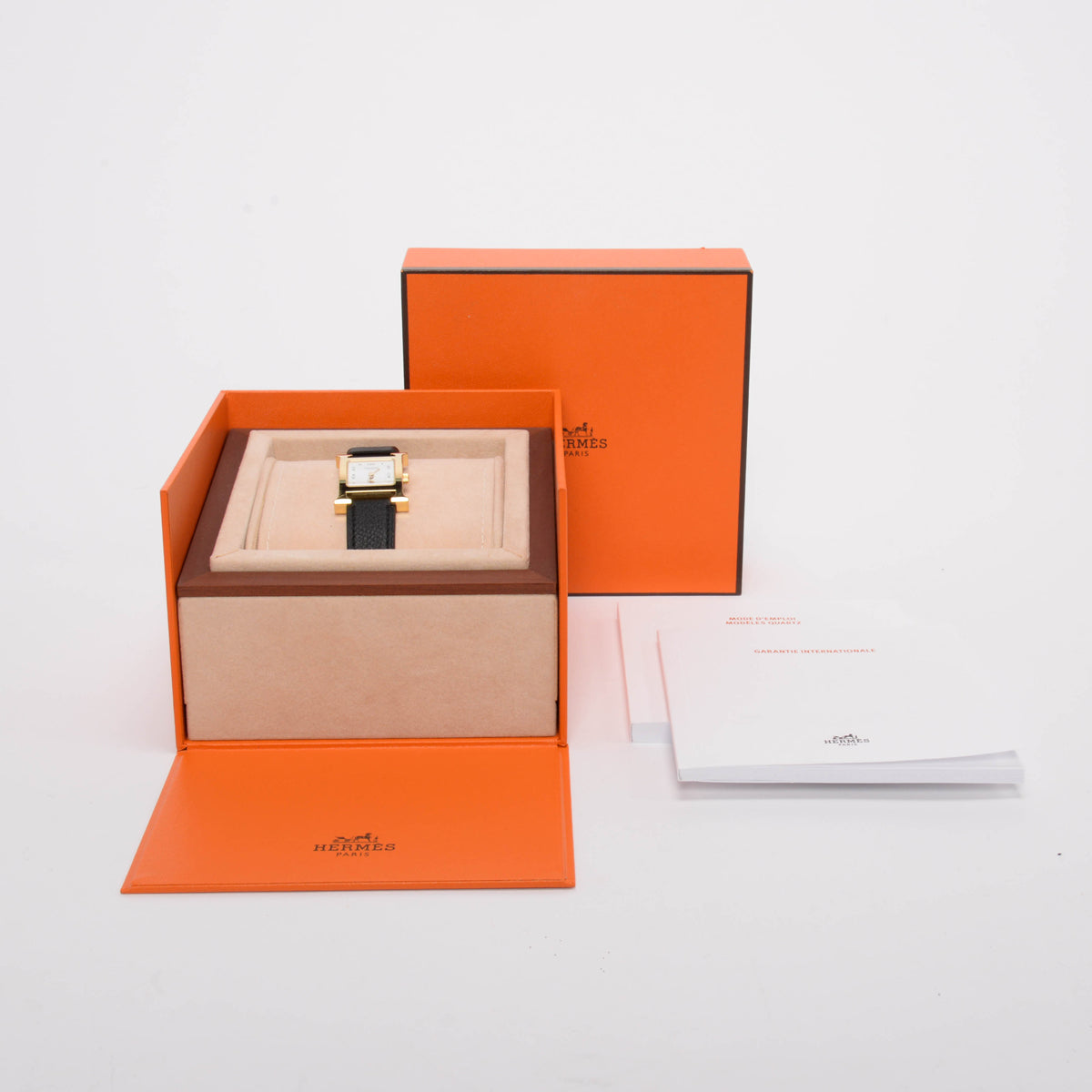 Hermes Black Epsom Heure H Small Model Watch