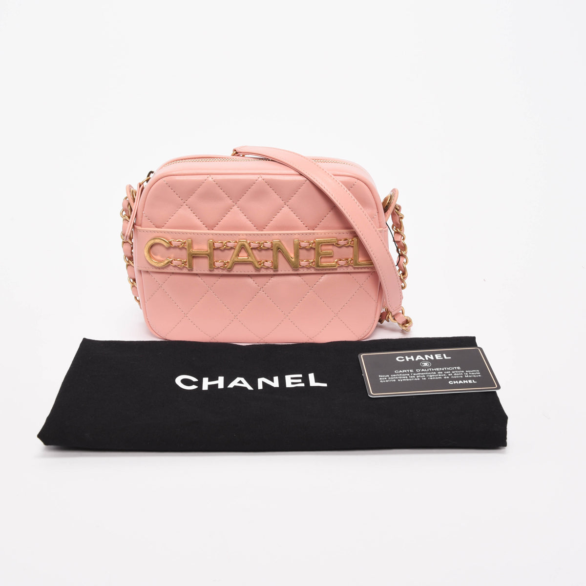 Chanel Pink Quilted Calfskin Enchained Camera Bag