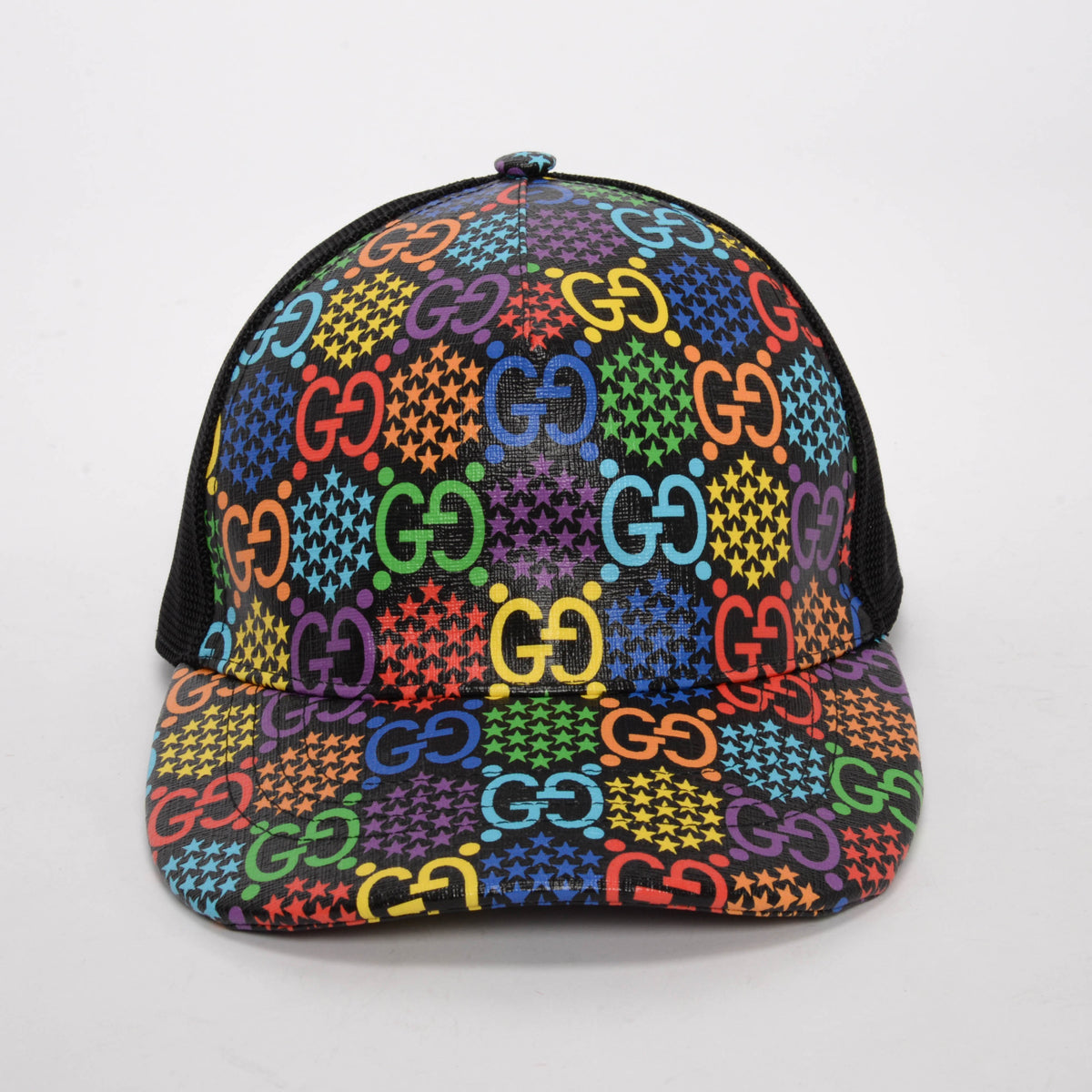 Gucci Black Coated Canvas Psychedelic GG Baseball Cap