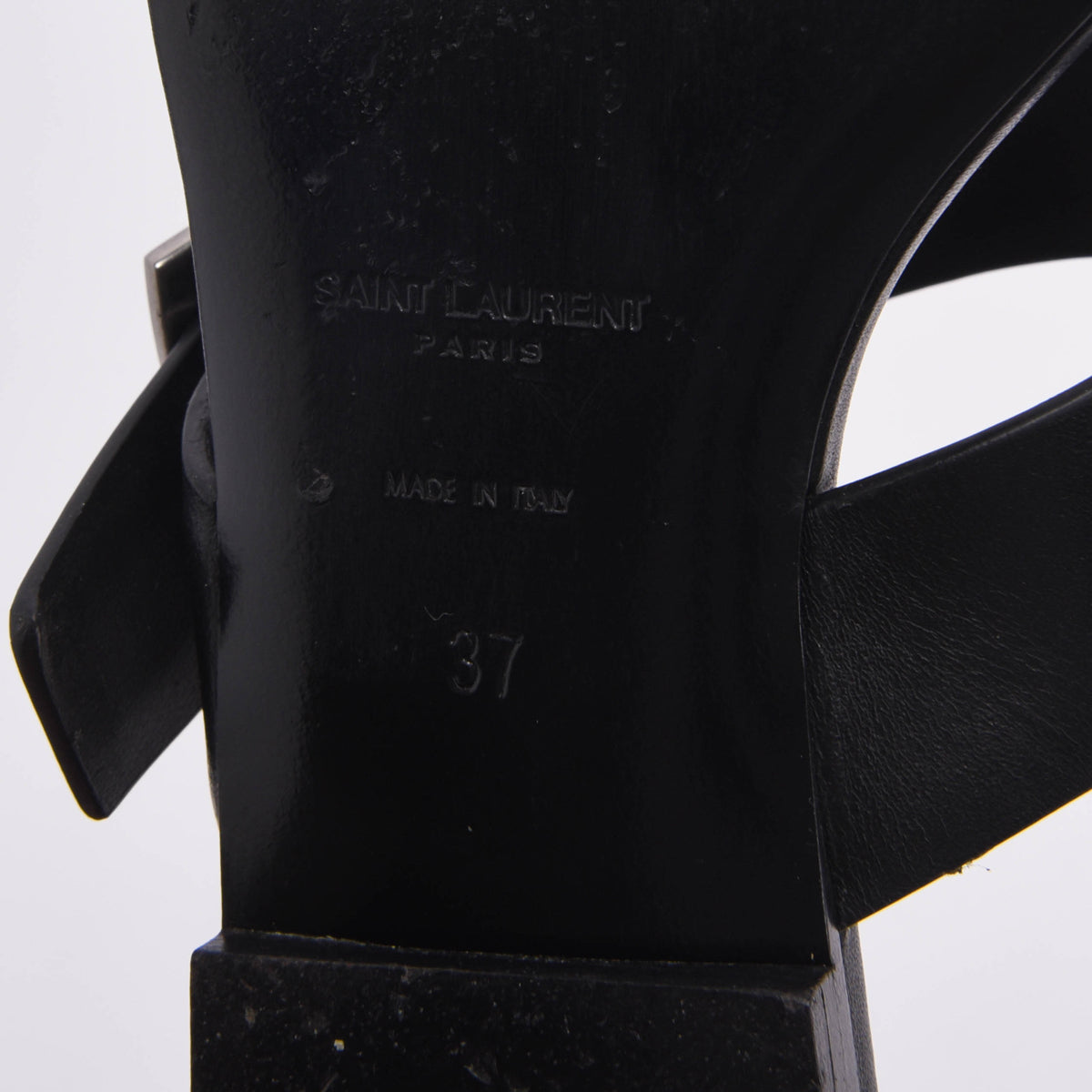 Saint Laurent Black Calfskin Oak Buckle Sandals 37