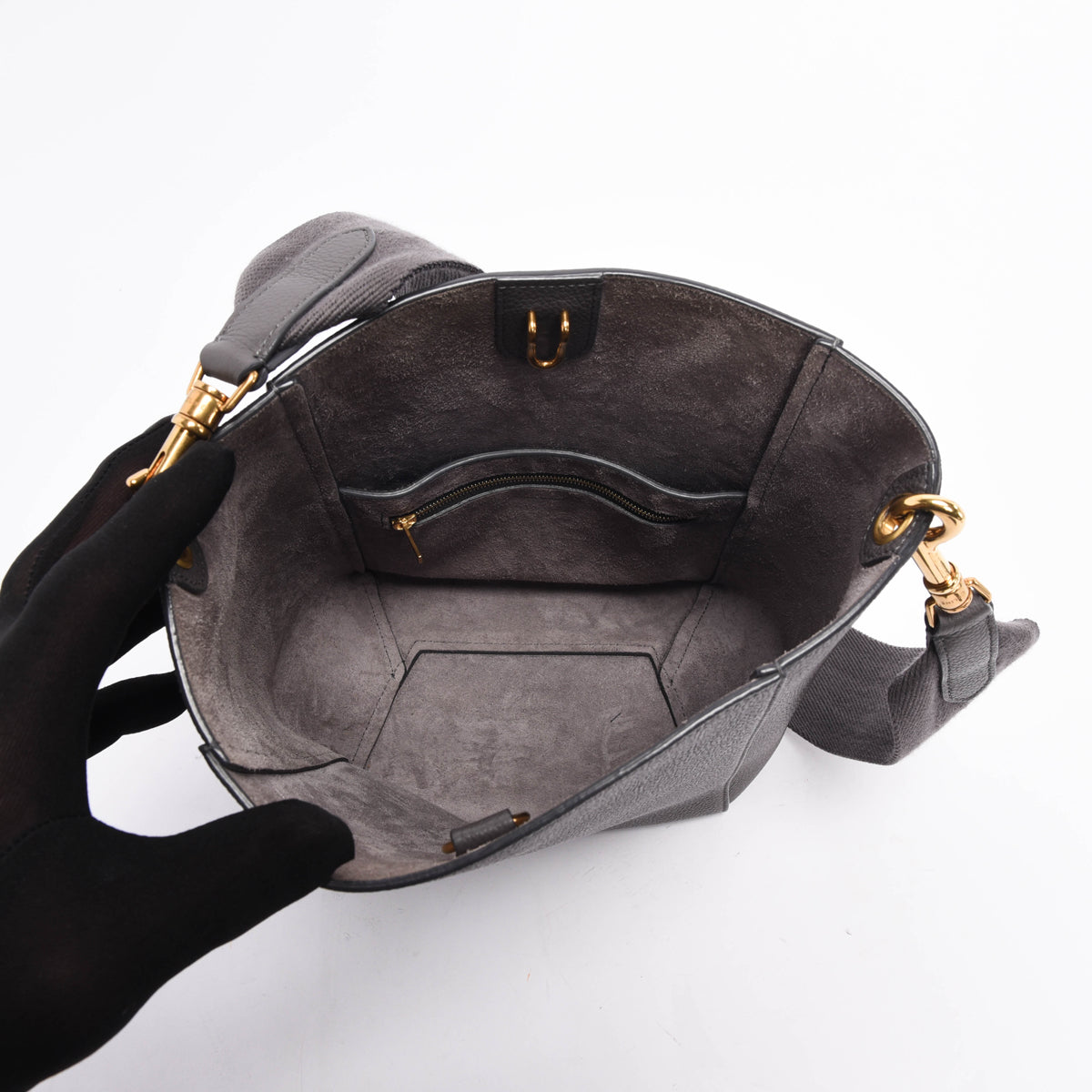 Celine Dark Grey Grained Calfskin Small Sangle Shoulder Bag