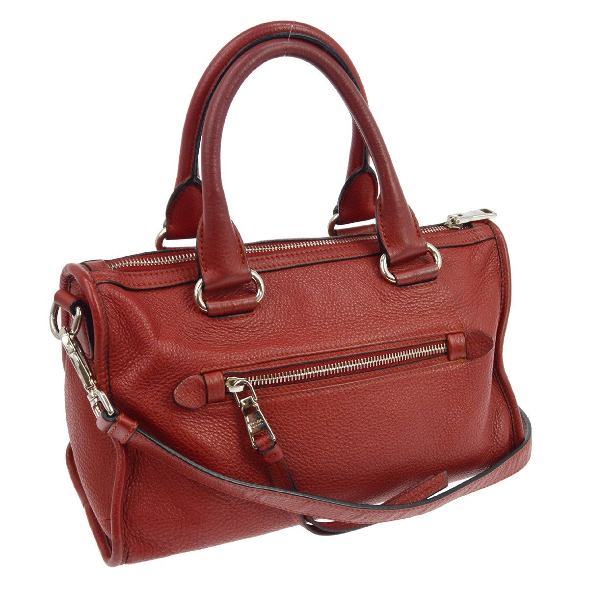 Prada Red Vitello Daino Boston Bag